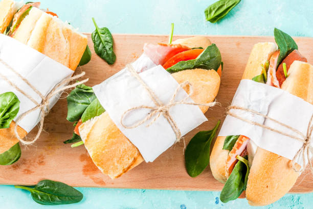 istock Fresh baguette sandwiches 910847212