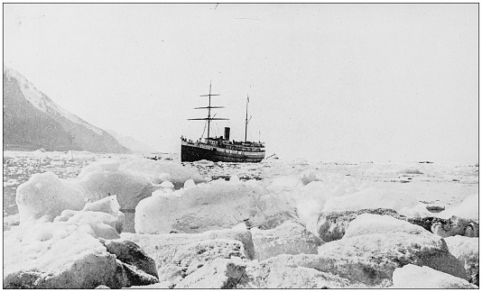 Antique photograph of World's famous sites: Steamer Queen in Glacier Bay, Alaska