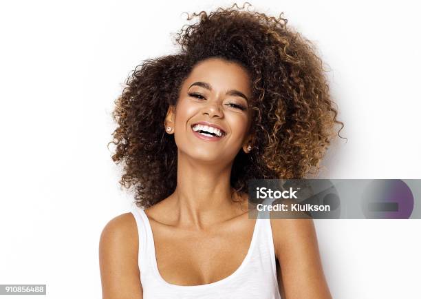 Beautiful African American Female Model Stock Photo - Download Image Now - Women, One Woman Only, Smiling