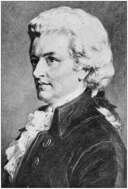 Antique photograph of people from the World: Mozart Antique photograph of people from the World: Mozart wolfgang amadeus mozart stock illustrations