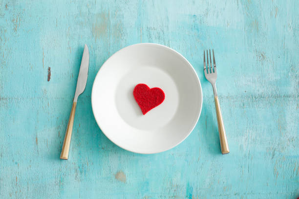 Dish with cutlery for Valentine's day