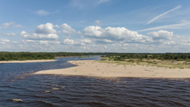 istock Gauja river Latvia drain into Baltic Sea aerial drone top view 910859664
