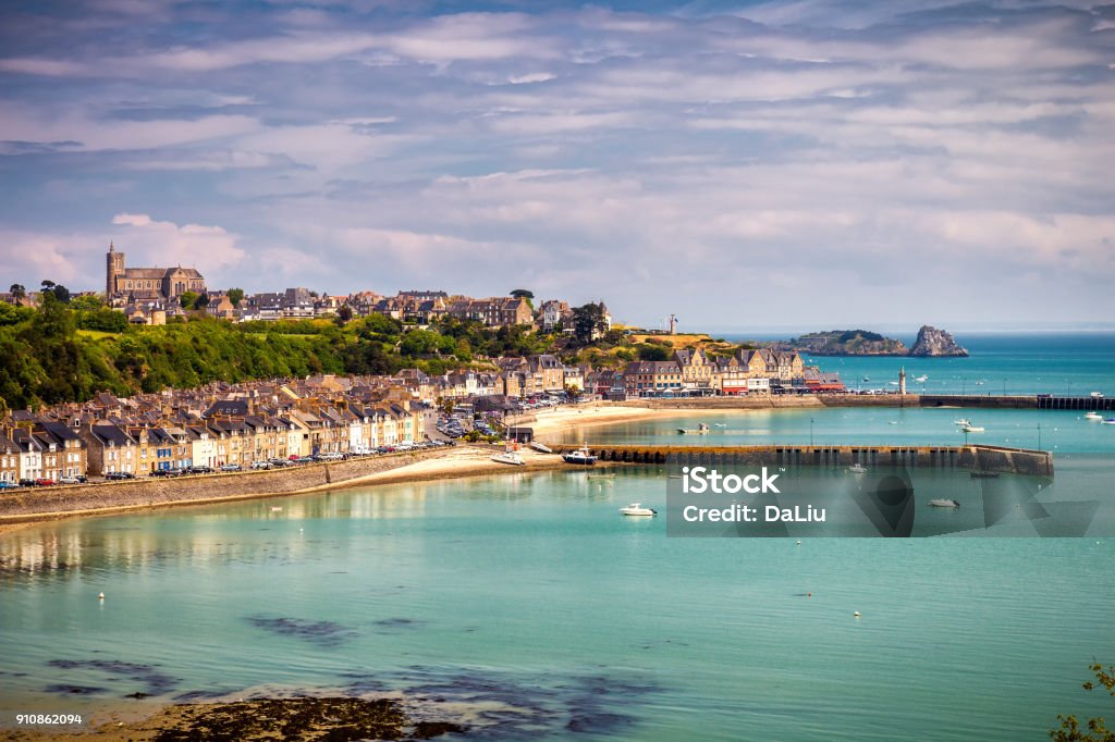 Cancale view, city in north of France known for oyster farming, Brittany. Cancale Stock Photo