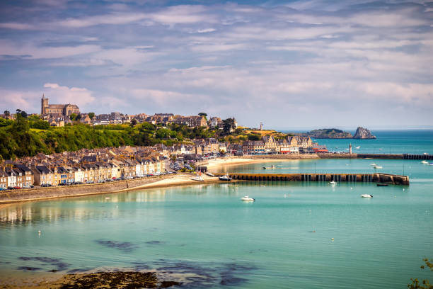 Cancale view, city in north of France known for oyster farming, Brittany. Cancale view, city in north of France known for oyster farming, Brittany. cancale photos stock pictures, royalty-free photos & images
