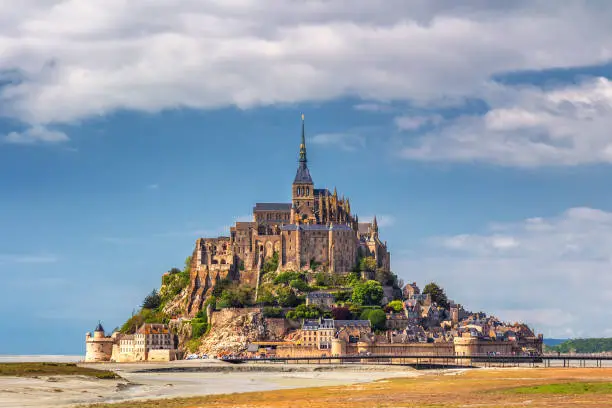 Photo of Beautiful Mont Saint Michel cathedral on the island, Normandy, Northern France, Europe