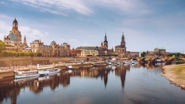 istock Dresden city skyline panorama at Elbe River and Augustus Bridge, Dresden, Saxony, Germany 910862176