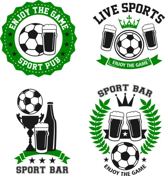 Vector illustration of Vector icons for soccer bar or football pub