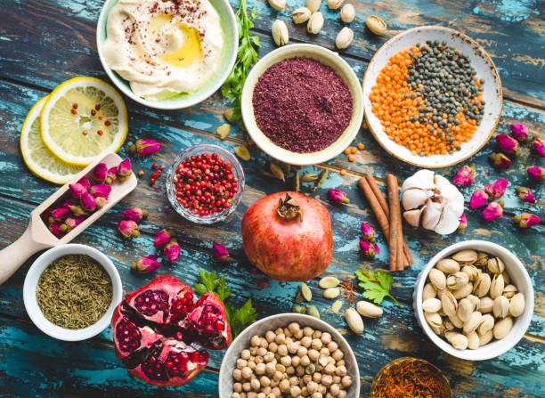 istock Arab ingredients for middle eastern food 910864518