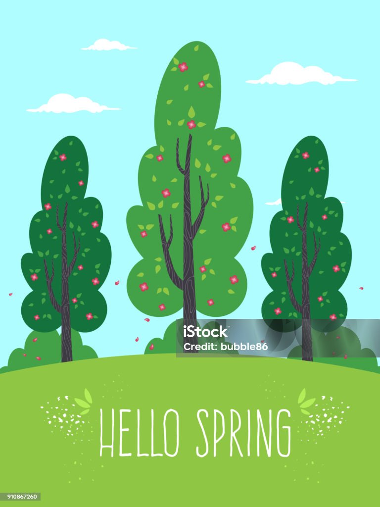 Hello Spring Stock Illustration - Download Image Now - Backgrounds ...