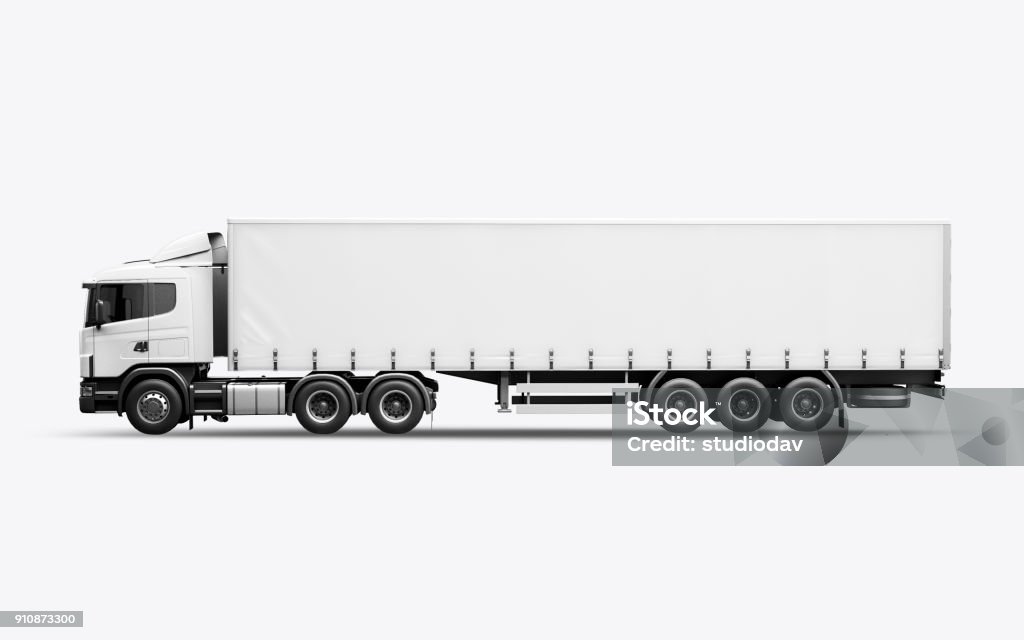 3D render of the truck for mock-up on a white background 3D render of the truck for mock-up on a white background 4k Truck Stock Photo