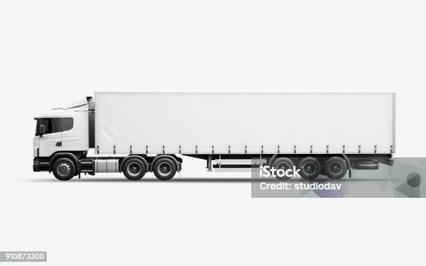 3d Render Of The Truck For Mockup On A White Background Stock Photo - Download Image Now