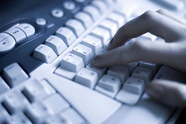 Computer Typing Blue 190+ Blue Tinted Image Of Typing Keyboard Stock Photos, Pictures ...