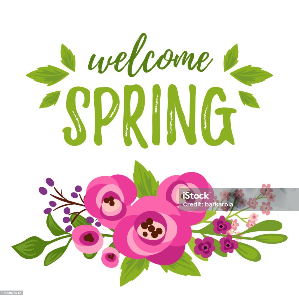 Welcome Spring 24 Welcome Spring Card Stock Illustration - Download Image Now - April ...
