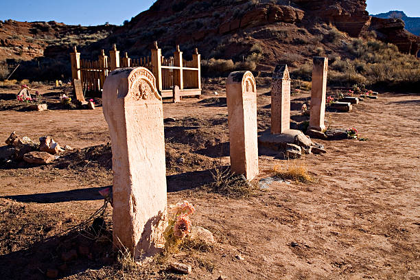 Old Cemetary part of a Ghost Town. stock photo