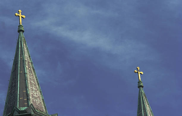 istock Two church towers 91087816