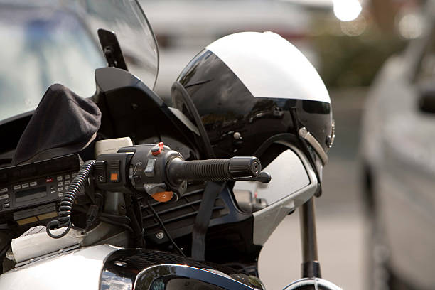 istock POLICE MOTORCYCLE & HELMET 91088419
