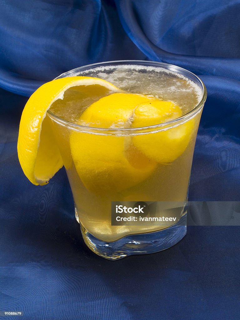 Cocktails Collection - Sidecar on blue Sidecar cocktail is made of: Alcohol - Drink Stock Photo