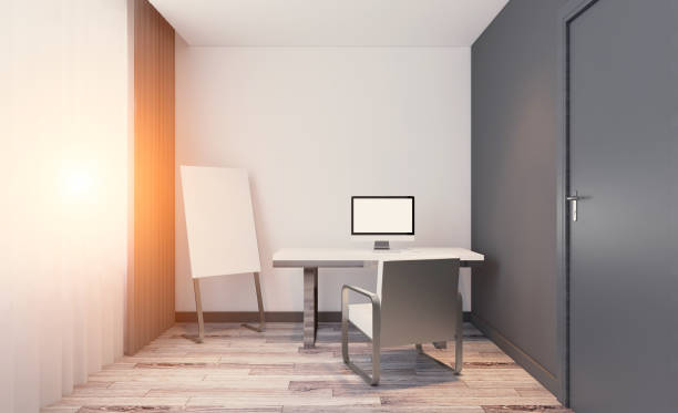 istock Modern office Cabinet. Meeting room. 3D rendering.. Sunset 910892678