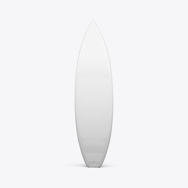 istock 3D render of a surfboard on a white background 910905542