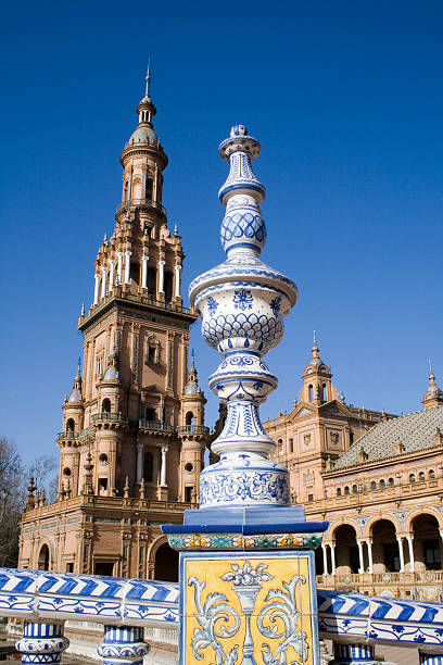 Ceramic finial in the Plaza de Espana Seville stock photo