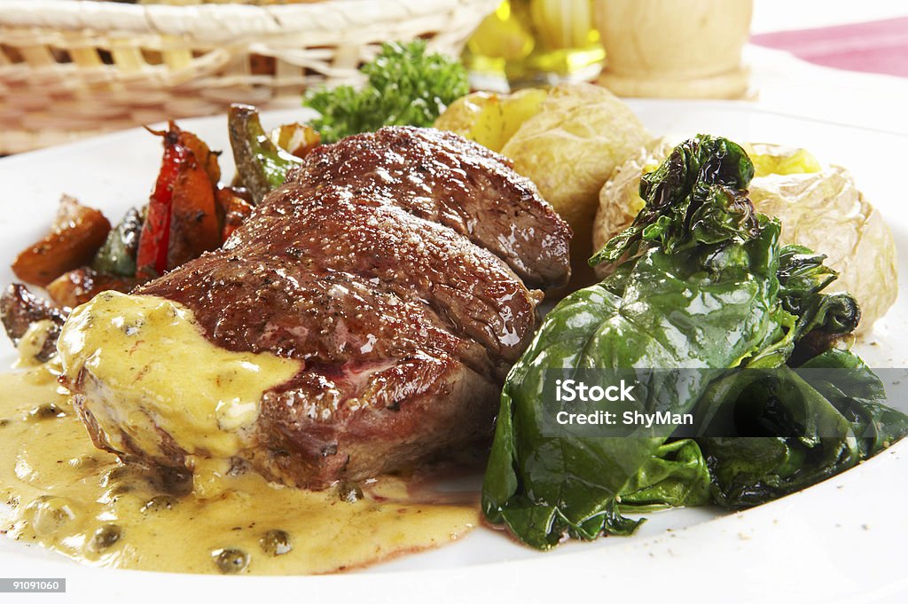 Sirloin steak  Green Peppercorn Stock Photo