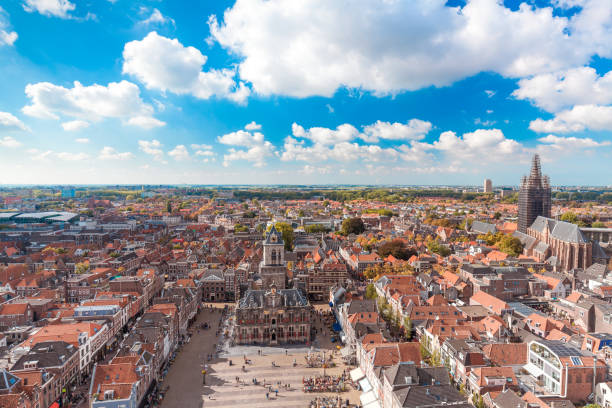 istock Delft, Netherlands - September 23 2017: Delft city panoramic view 910912486