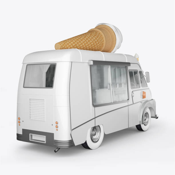 3D render machines for ice cream on a white background