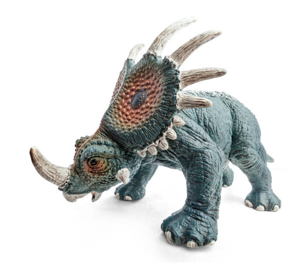 istock Styracosaurus dinosaurs toy isolated on white background with clipping path. Dinosaur from the Cretaceous Period. 910914008