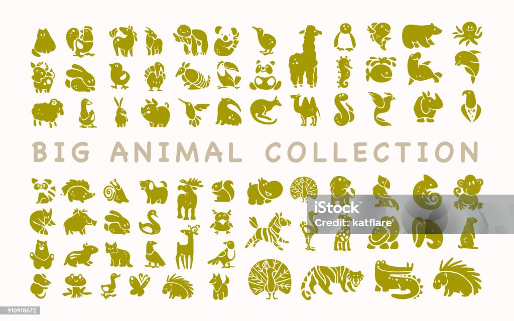 Vector collection of flat cute animal icons isolated on white background. Vector collection of flat cute animal icons isolated on white background. Exotic, rare, tropic, north, african, forest & farm animals. Dog, squirrel, zebra, birds, tiger, fish, rooster, fox, frog etc. Animal stock vector