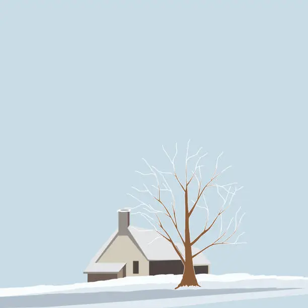 Vector illustration of Winter cabin background - Illustration