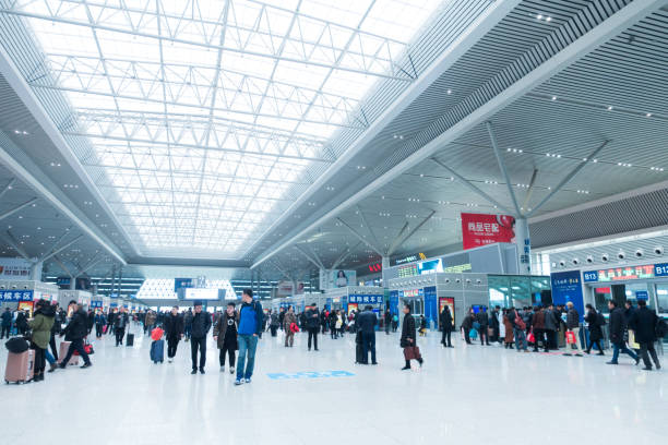 modern train station in zhengzhou,china - transrapid international imagens e fotografias de stock