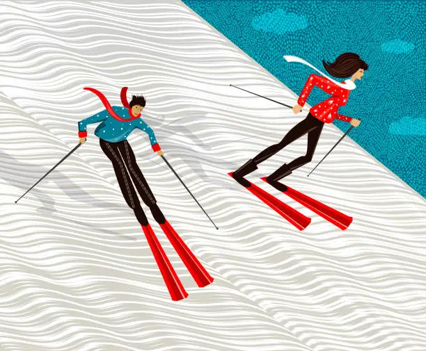 Vector illustration of Ski