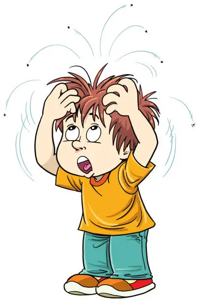 Vector illustration of boy with lice