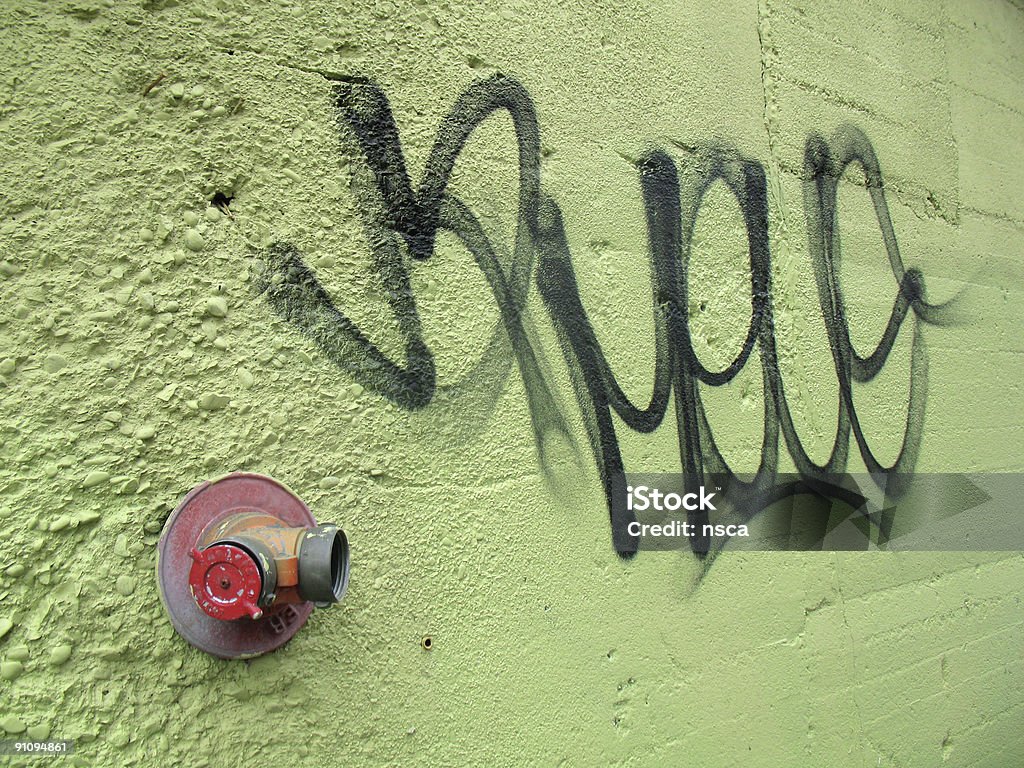 Beton Wand mit Graffiti Green - Lizenzfrei Abstrakt Stock-Foto