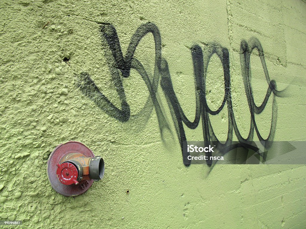 Verde parede de concreto com graffitis - Royalty-free Abstrato Foto de stock