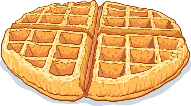 illustrazioni stock, clip art, cartoni animati e icone di tendenza di illustrazione vettoriale della visualizzazione superiore del waffle - waffle belgian waffle belgian culture isolated