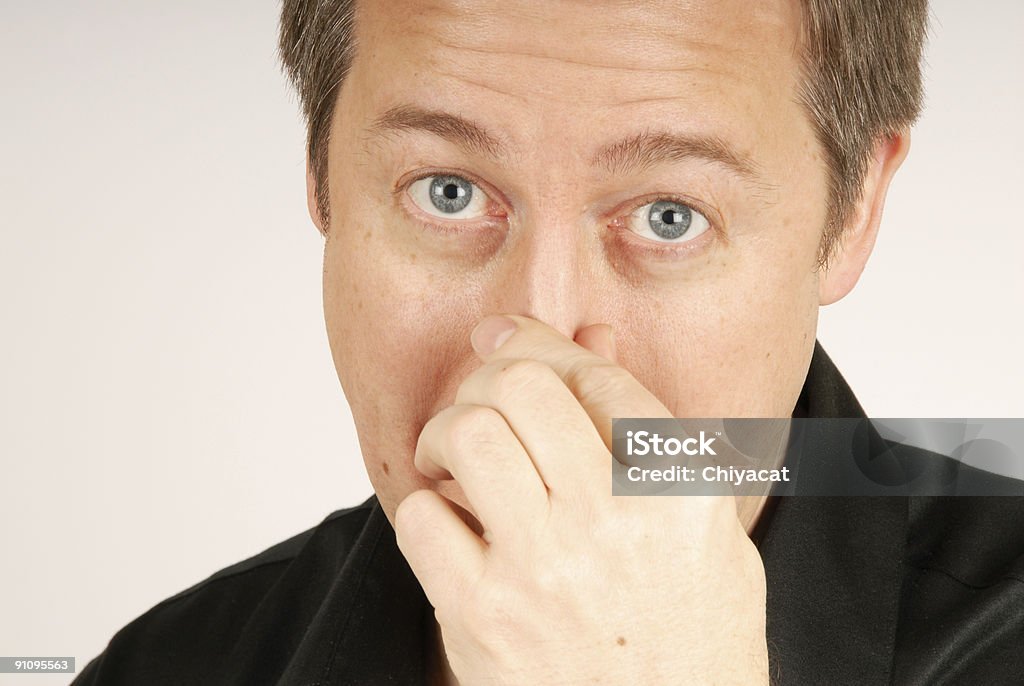 Man in Silky Black Shirt  Allergy Stock Photo