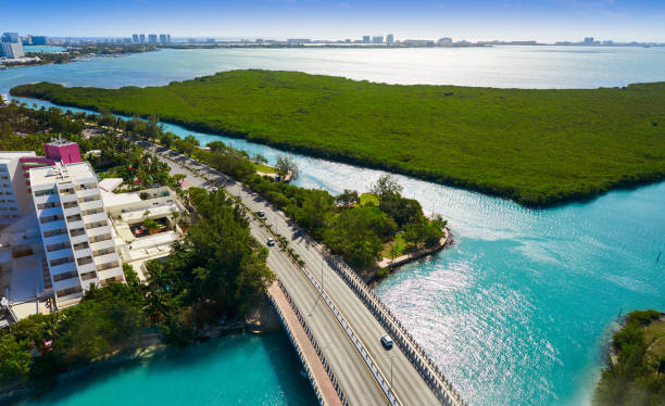 istock Cancun aerial view Hotel Zone of Mexico 910956096