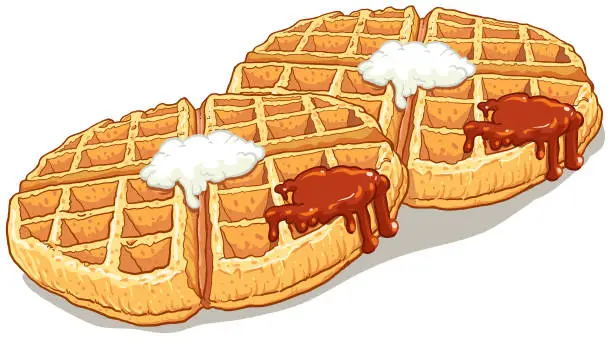 Vector illustration of waffle top view vector illustration
