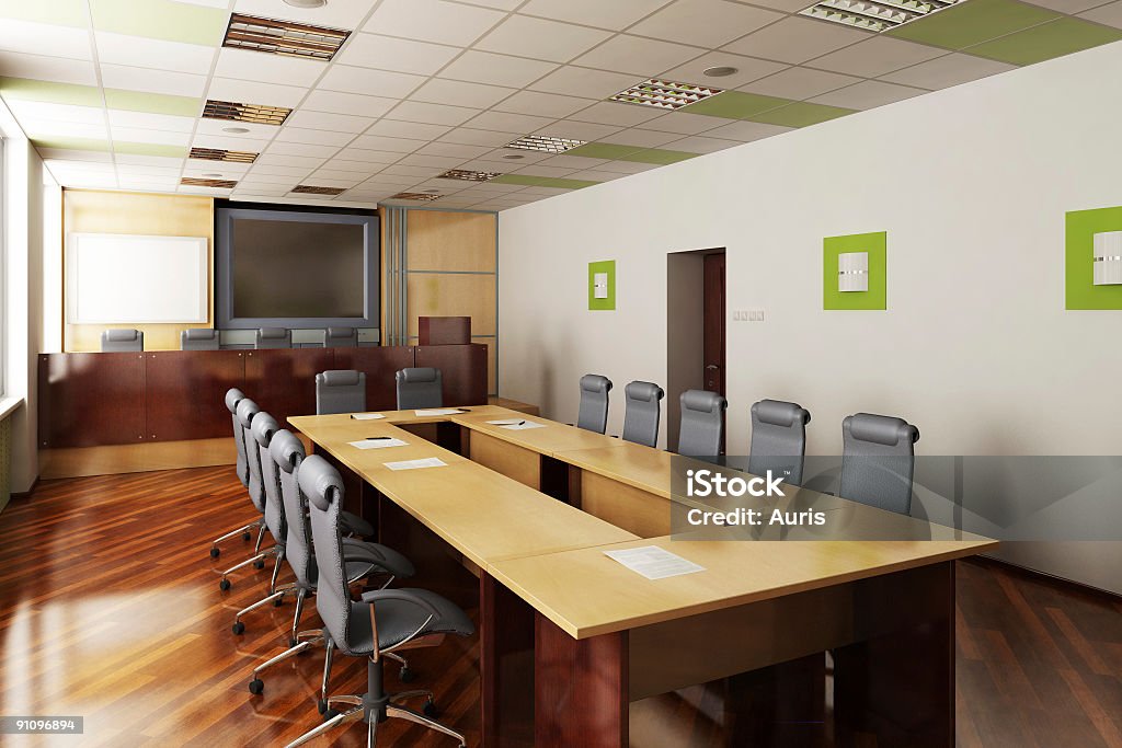 A picture of a conference room in an office building The computer generated 3D image of the modern conference hall Hotel Stock Photo