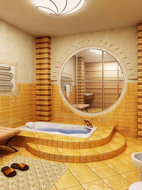 марокко's interioor стиль ванной - patchworkdesign стоковые фото и изображения