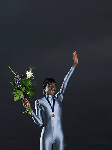 istock Female athelete, gold medal winner 91097156