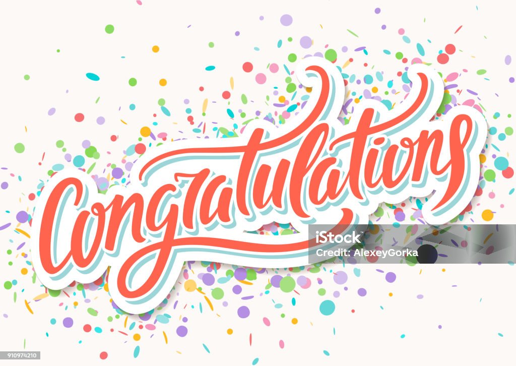 Congratulations card. Hand lettering Congratulations card. Hand lettering. Vector hand drawn illustration. Congratulating stock vector