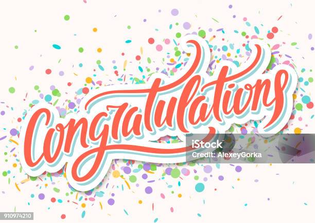 Congratulations Card Hand Lettering Stock Illustration - Download Image Now - Congratulating, Banner - Sign, Web Banner