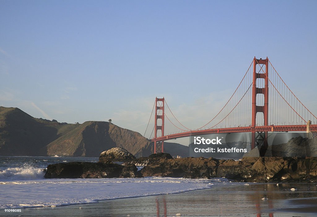 Baker Beach an der Golden Gate Bridge in San Francisco, Kalifornien - Lizenzfrei Bauwerk Stock-Foto