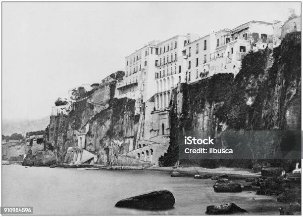Antique Photograph Of Worlds Famous Sites Sorrento Italy Stock ...