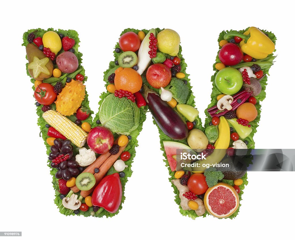 Alfabeto de saúde-W - Foto de stock de Fruta royalty-free