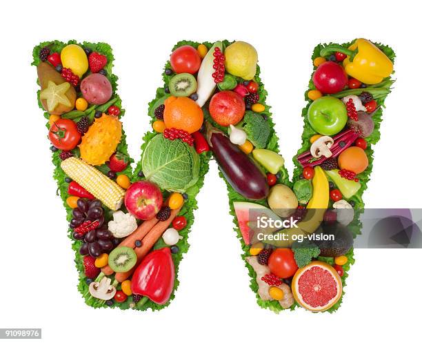 Alfabeto De Saúdew - Fotografias de stock e mais imagens de Fruta - Fruta, Letra W, Abacate