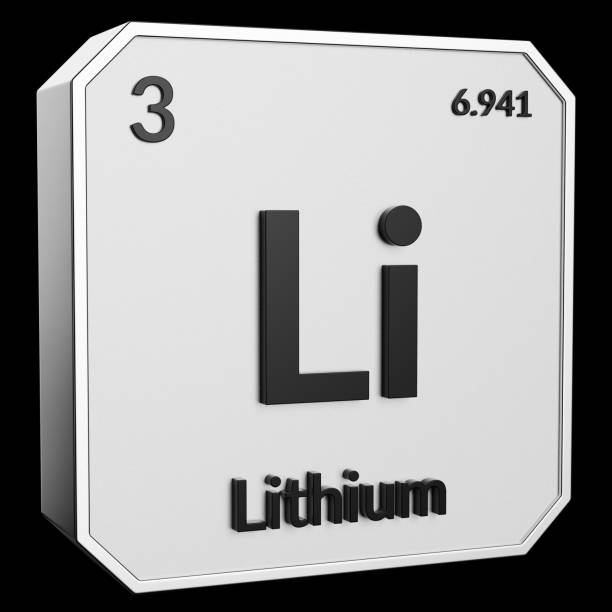 istock Upright Metal Plaque with Black 3D Text of Chemical Element Lithium 910990284