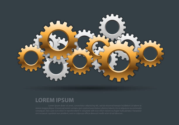 istock Abstract gears gold silver overlap on gray design modern industrial futuristic background vector illustration. 910995100